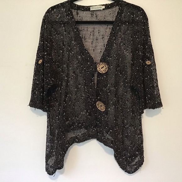 Lulu-B Black Textured Top with Button Details - Picture 1 of 5